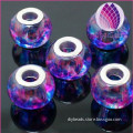 new design colorful rondelle 11x14mm glass big hole beads with 5mm hole